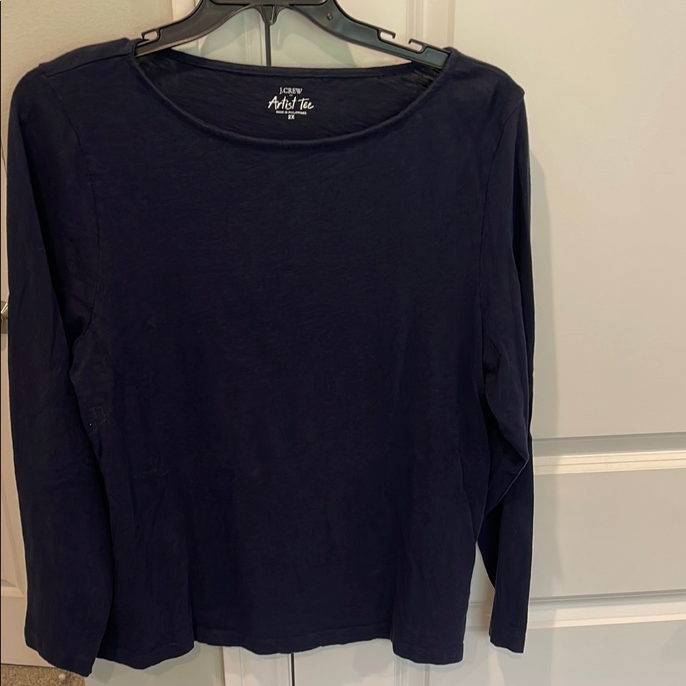 J. Crew Artist Tee, Navy Blue Women's long sleeve top, size 2x